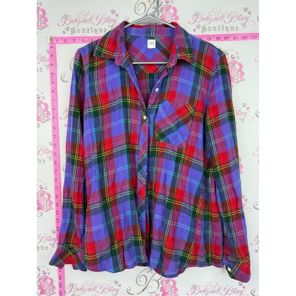 GAP button up blue Purple Red Plaid Button-Down Shirt